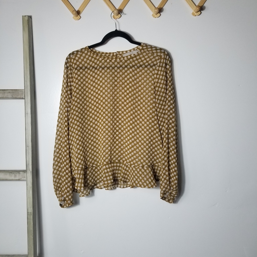 LOFT WOMEN'S LONG SLEEVE SHEER BLOUSE SIZE MEDIUM